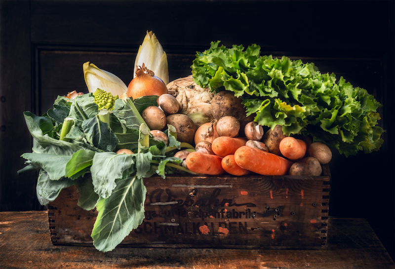 Box of fresh vegetables